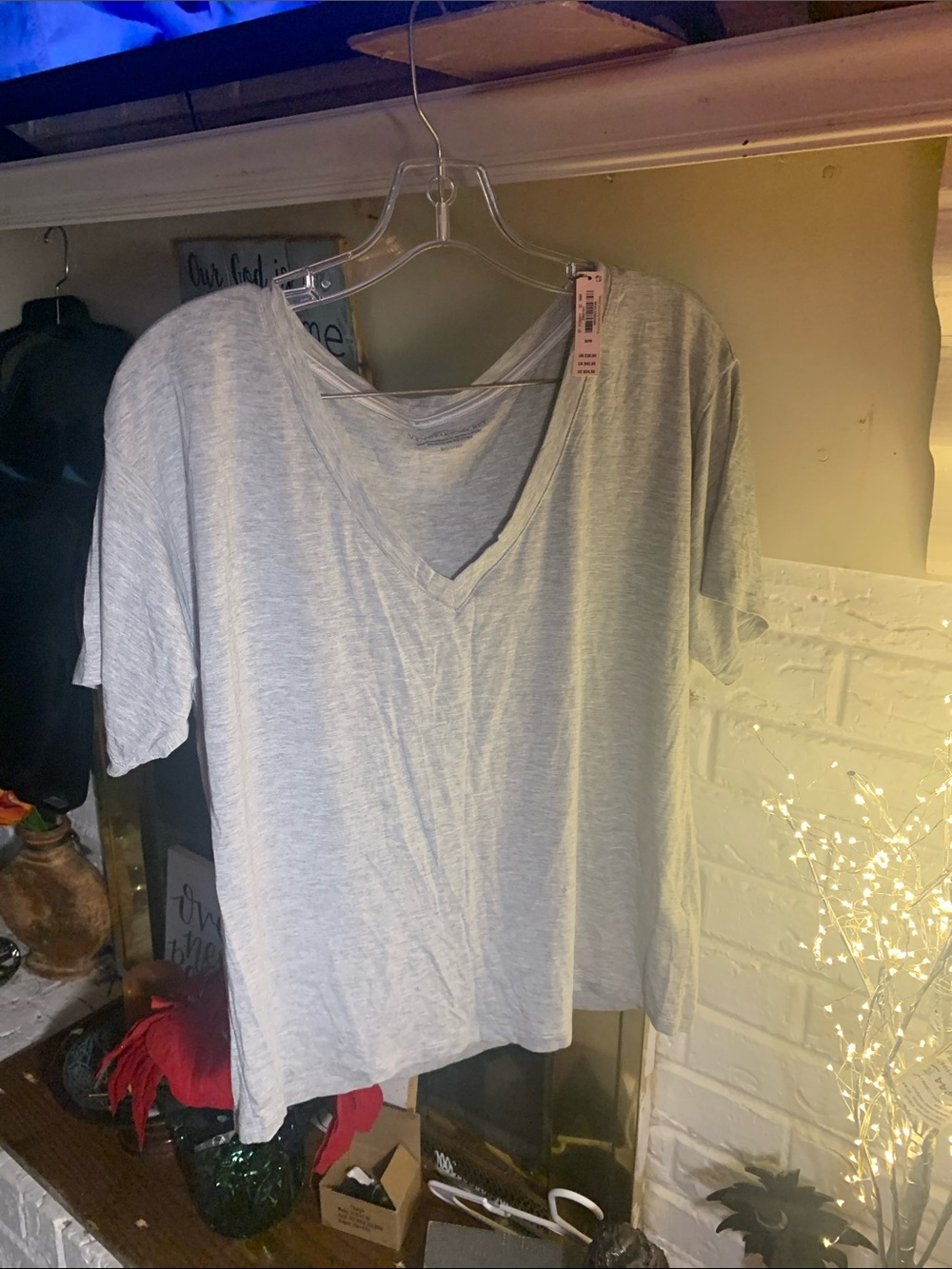 Victoria's Secret Light Gray V-Neck Short Sleeve Tee